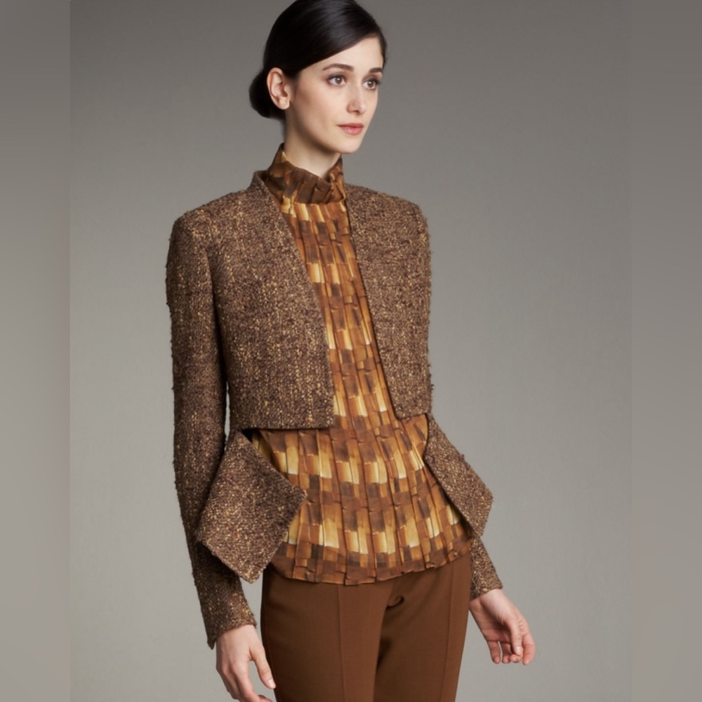 Akris “Tweed Snap-Front Jacket” in wool / silk blend